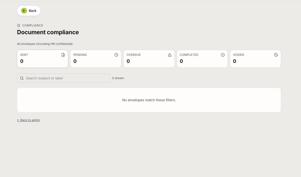 Care in Hand digital signing and compliance screen